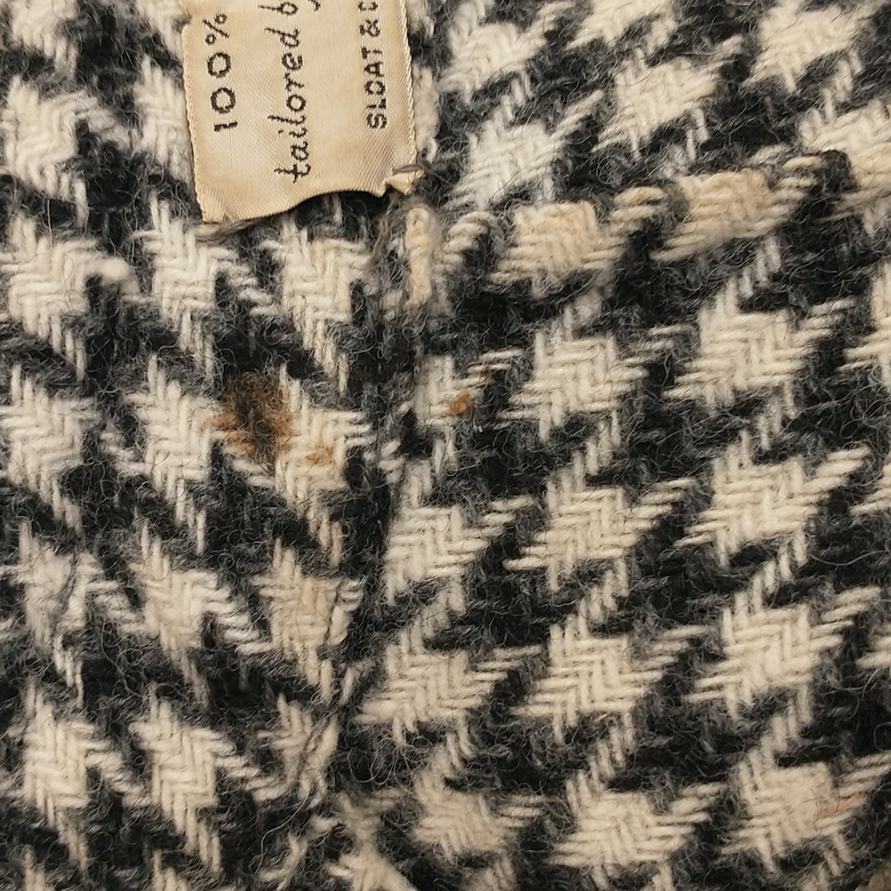 Vintage 60s Wool Dress Houndstooth Check Black & White Classy Midi SeeMeasure - Picture 13 of 16